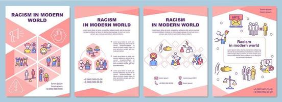 Racism in modern world brochure template. Social problems. Flyer, booklet, leaflet print, cover design with linear icons. Vector layouts for presentation, annual reports, advertisement pages