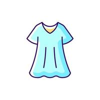 Vestido deportivo turquesa icono de color rgb. elegante loungewear para mujer. vestido de moda de gran tamaño. ilustración vectorial aislada. ropa de casa cómoda y ropa de dormir dibujo lineal relleno simple vector