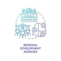 Regional development agencies concept icon. Community development abstract idea thin line illustration. Implementing social strategies at regional level. Vector isolated outline color drawing