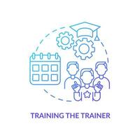 Training trainer concept icon. Society progress abstract idea thin line illustration. Gaining skills from experienced instructors. Disseminating teaching skills. Vector isolated outline color drawing