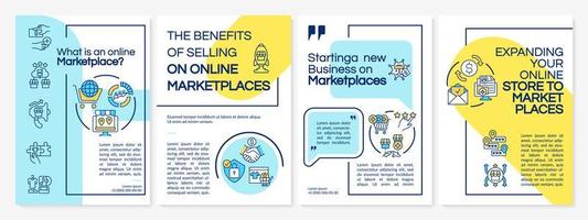 What is an online marketplace brochure template. E business ideas. Flyer, booklet, leaflet print, cover design with linear icons. Vector layouts for presentation, annual reports, advertisement pages