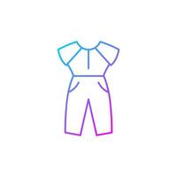 Jumpsuit gradient linear vector icon. Female outfit. Women sportswear. Trendy clothes for ladies. Stylish garment. Thin line color symbols. Modern style pictogram. Vector isolated outline drawing