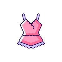 pijama de encaje rosa icono de color rgb. camisón elegante para damas. ropa de dormir de moda para mujeres. ilustración vectorial aislada. ropa de casa cómoda y ropa de dormir dibujo lineal relleno simple vector