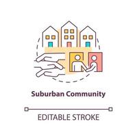 Suburban community concept icon. Communities types abstract idea thin line illustration. Peri-urban areas. Separate residential community. Vector isolated outline color drawing. Editable stroke