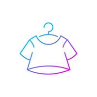 Crop top gradient linear vector icon. Short for women. Unisex comfy wear. Outfit for home lounging. T shirt. Thin line color symbols. Modern style pictogram. Vector isolated outline drawing