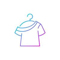 One shoulder t shirt gradient linear vector icon. Trendy comfy outfit for women. Female garment for lounging. Thin line color symbols. Modern style pictogram. Vector isolated outline drawing