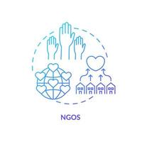 NGOs concept icon. Development program abstract idea thin line illustration. Community mobilization. Environment protection. Stimulating employment. Vector isolated outline color drawing