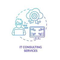 IT consulting services concept icon. Community development abstract idea thin line illustration. Software, systems maintenance. Assessment operating efficiency. Vector isolated outline color drawing