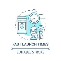 Fast launch times concept icon. Online marketplace benefit abstract idea thin line illustration. Ready-built marketplace solution. Vector isolated outline color drawing. Editable stroke