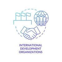 International development organizations concept icon. Society growth abstract idea thin line illustration. National security, prosperity. Promoting human rights. Vector isolated outline color drawing