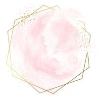 Pastel rose and pink brush strokes and gold lines vector
