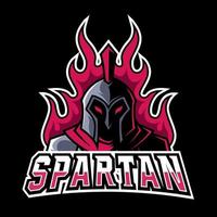 Angry red spartan fire mascot gaming logo design vector template