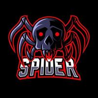 Black skull spider mascot gaming logo design vector template