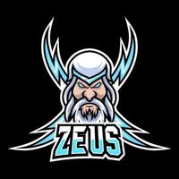 Zeus god lightning mascot gaming logo design vector template