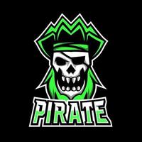 Rebel pirate sport esport logo template design skull headband vector