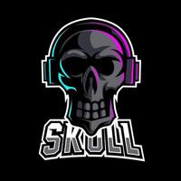 Black skull earphone mascot esport logo template vector
