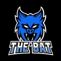 Blue dark bat vampire mascot sport esport logo template vector
