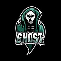 plantilla de logotipo de deporte esport de mascota fantasma oscuro aterrador vector