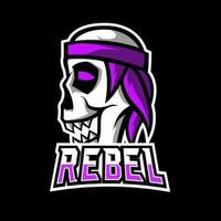 rebelde pirata gaming deporte esport logo plantilla diseño calavera diadema vector