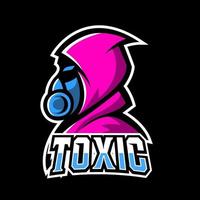 Toxic mask sport esport logo template design with cloack gaming vector