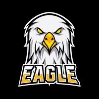 Eagle sport esport logo design template with white fur and orange beak game vector