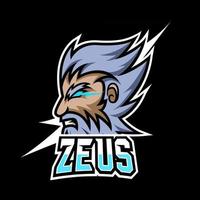 zeus dios relámpago mascota deporte juego esport logo plantilla barba gruesa bigote para escuadrón equipo club vector