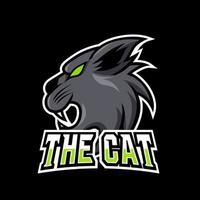 Black angry cat mascot sport gaming esport logo template for streamer squad team club vector