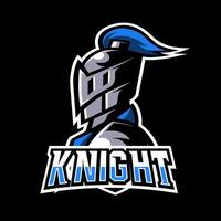 Blue Knight sport esport logo design template with armor and helmet game vector