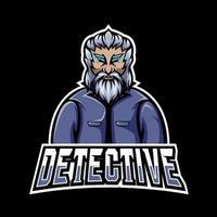 plantilla de logotipo de mascota detective sport o esport gaming, para su equipo vector