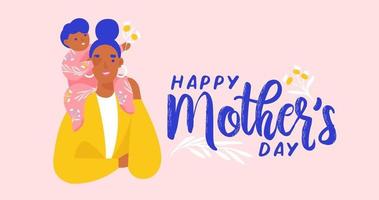 Mother with her child. Happy Mother's Day postcard, banner, newsletter. Flat vector illustration.