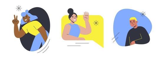 Set of friendly people for website. Flat vector illustration.