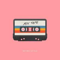 Cassette with retro label as vintage object for 80s revival mix tape. vector