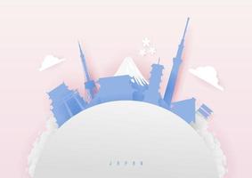 Minimal paper cut Japanese famous landmark. Japan travel advertising concept. vector