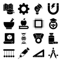 Pack of Healthy Education Glyph Icons vector