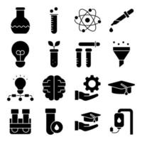 paquete de iconos de glifos de ciencia vector