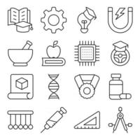 paquete de iconos lineales de educación saludable vector