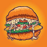 dibujos animados de comida rápida de hamburguesa vector