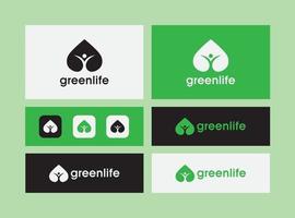 Green life logo design concept vector