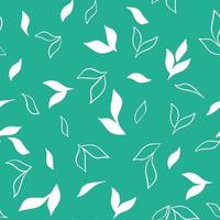 Seamless pattern with white flowers on a green background vector illustration