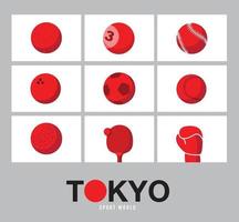 Tokyo, Japan flag concept, Sports equipment background, world game. vector