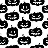 Cute white pattern with pumpkins black various expressions Seamless background Textiles for children Minimalism paper scrapbook for kids vector