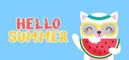 Hand draw illustration of summer greeting banner. vector