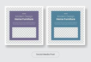 Conjunto de plantillas de banner de publicación de redes sociales de muebles para el hogar moderno vector