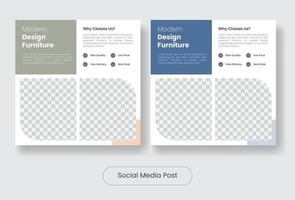 Furniture design social media post banner template set vector