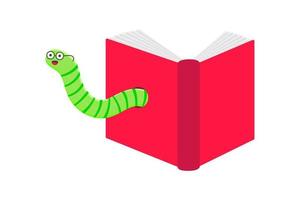 Worm with book cartoon character icon sigh. vector