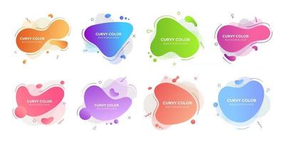 Modern liquid abstract element graphic gradient flat style design fluid vector colorful illustration set