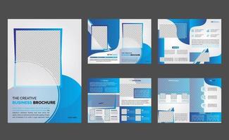 Diseño de plantilla de folleto y formas de degradado azul de perfil corporativo creativo moderno de negocios de 8 páginas vector