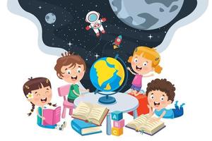 niños en edad escolar que estudian geografía vector