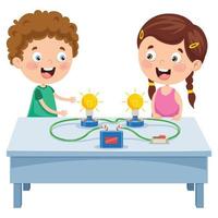 Simple Electric Circuit Experiment For Children Education vector