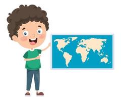 niños en edad escolar que estudian geografía vector